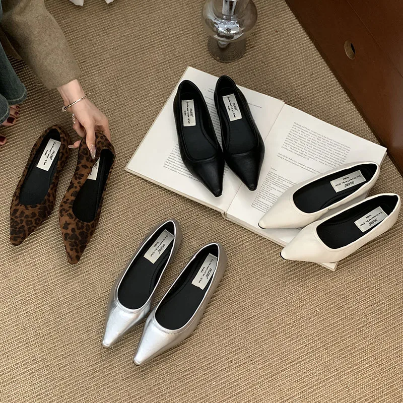 2025-brand-women-flat-shoes-fashion-sliver-ladies-elegant-boat-shoes-pointed-toe-slip-on-flat-heel-casual-outdoor-ballet-new