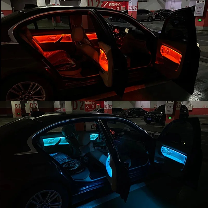 4 Inner Doors Ambient Light LED Decorative Trims Lights With Blue And Orange Colors Atmosphere  For  3 Series F30 12-18