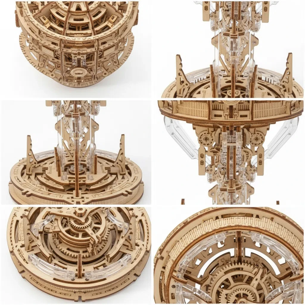 OUZEY DIY Aurora Jellyfish Wooden Blocks 3D Wooden Puzzle With Music & LED Light, Creative Night Lamp Gift for Adults & Teens