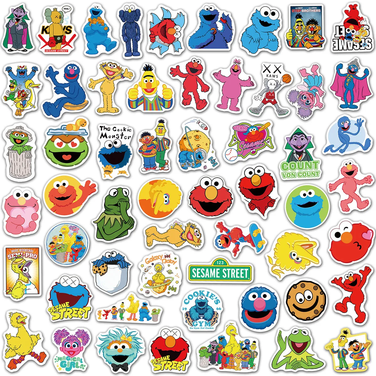 55PCS Sesame Street Stickers Decals for Phone Laptop Notebook Suitcase Guitar DIY Cartoon Aesthetic Stickers image 2