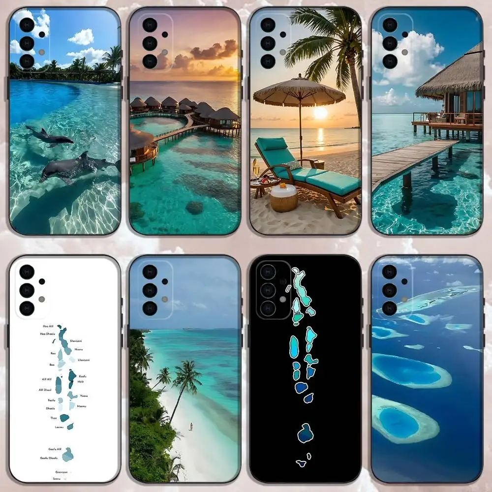 

MALDIVES Map Phone Case For Samsung Galaxy A13,A21s,A22,A31,A32,A52,A53,A71,A80,Soft Black Shell