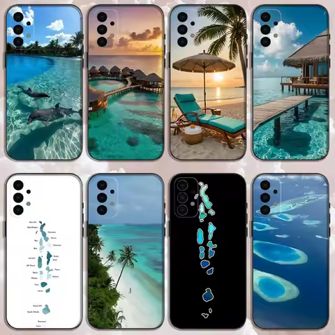 MALDIVES Map Phone Case For Samsung Galaxy A13,A21s,A22,A31,A32,A52,A53,A71,A80,Soft Black Shell