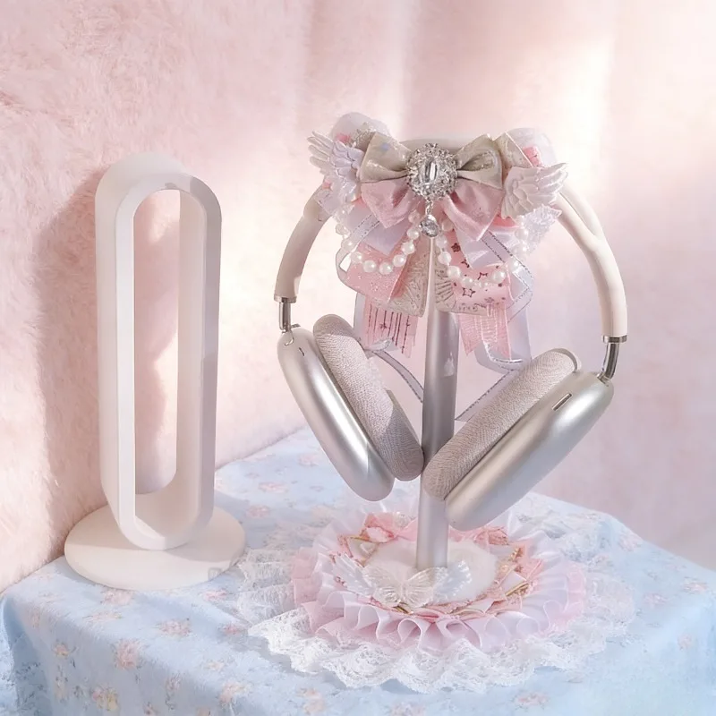Hot Selling Creative Cute Headphone Stand Coustom Pink Plush Gaming Head Earphones Storage Display Accessories Decoration