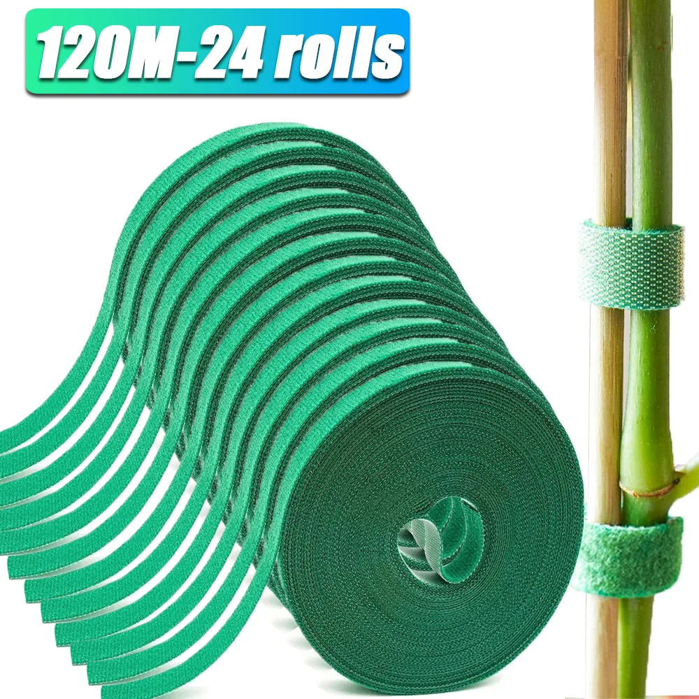 Reusable Fastener Tape Strips Plant Tie Adjustable Self Adhesive Plant Nylon Cable Hook Loop Support Garden Twine Bandage