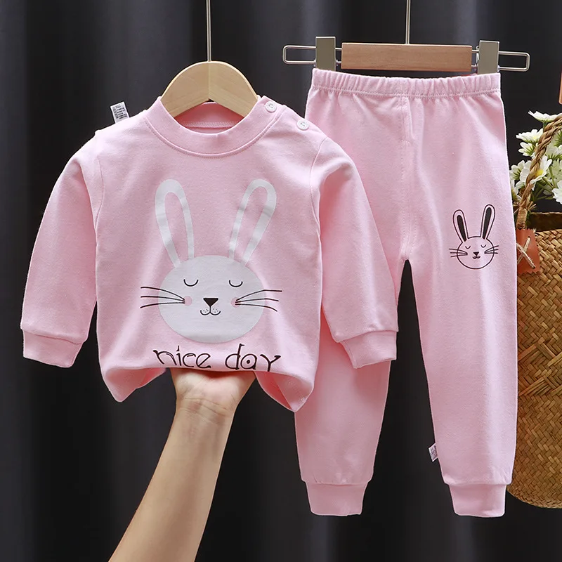 Children's Autumn Pajama Sets Cotton Sleepwear Baby Underwear Girls Boys Home Clothing Children's Set