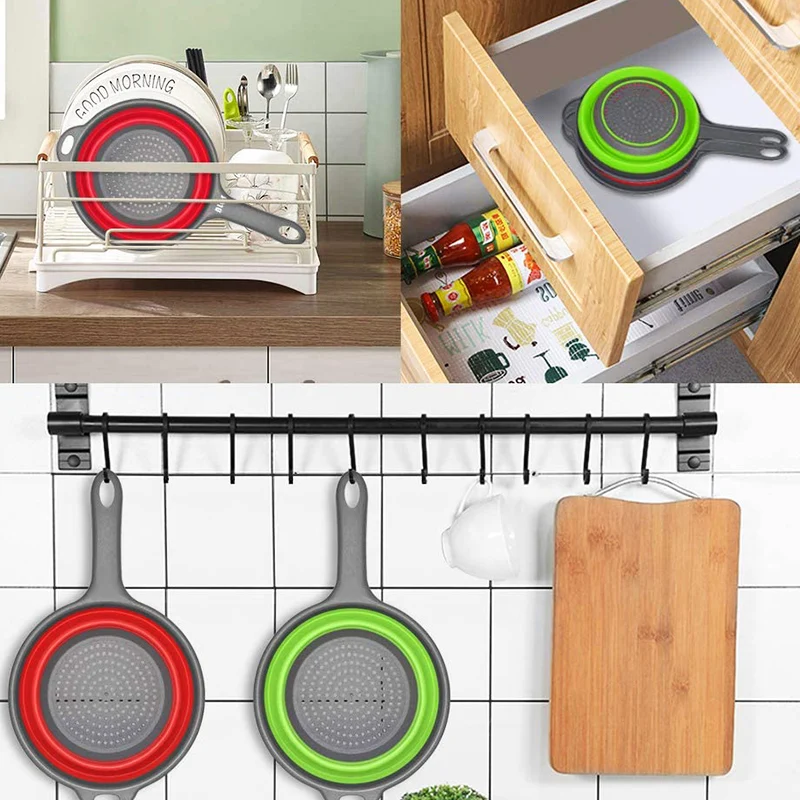 Extendable Kitchen Colander Strainer with Long Handle Collapsible Colander Strainer Vegetable Fruit Flexible Pasta Strainer