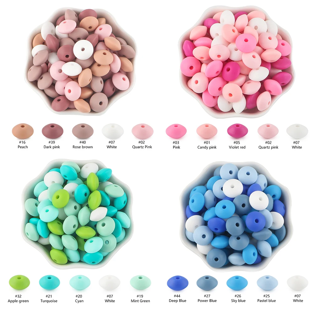 Kovict 50/100pcs 12mm Silicone Lentil Beads For Jewelry Making Abacus Beads DIY Necklace Bracelets Jewelry Accessories