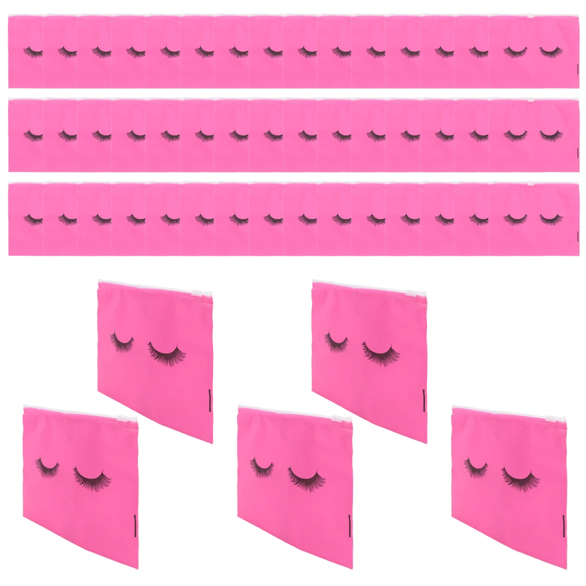 ABQR 50 قطعة من حقائب العناية اللاحقة بالرموش، حقائب مكياج بلاستيكية، حقيبة مكياج لأدوات الزينة، حقيبة مستحضرات التجميل للسفر مع سحاب M