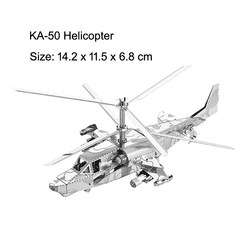 Fighters-rompecabezas de Metal 3D para niños, juguete de KA-50, helicóptero, OVNI, J-10B de la Fuerza Aérea, KITS de modelos, rompecabezas de