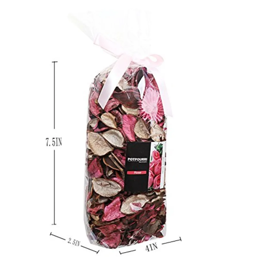 Pink Potpourri Bags, Rose Scented Decorative Bowl Filler, 8.4 oz 5ml Fragrance Oil, Long-Lasting Dried Flowers, Flameless Home