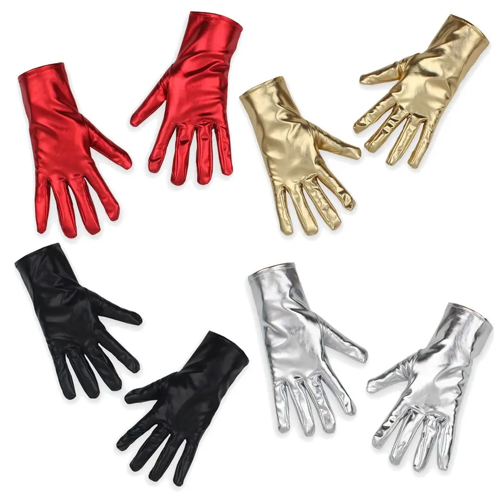 Shiny Women Leather Gloves Cosplay Thin Style Driving Gloves Gothic Punk Stage Performances Mittens Party