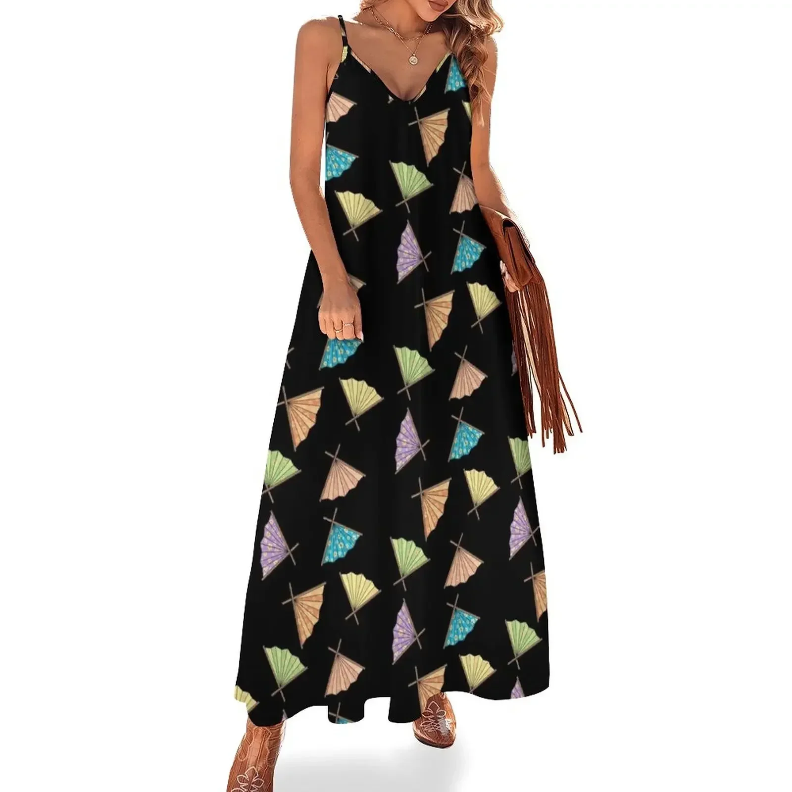 

Rainbow Fan Pattern Sleeveless Dress ladies dresses for women 2025 evening dresses ladies Dress