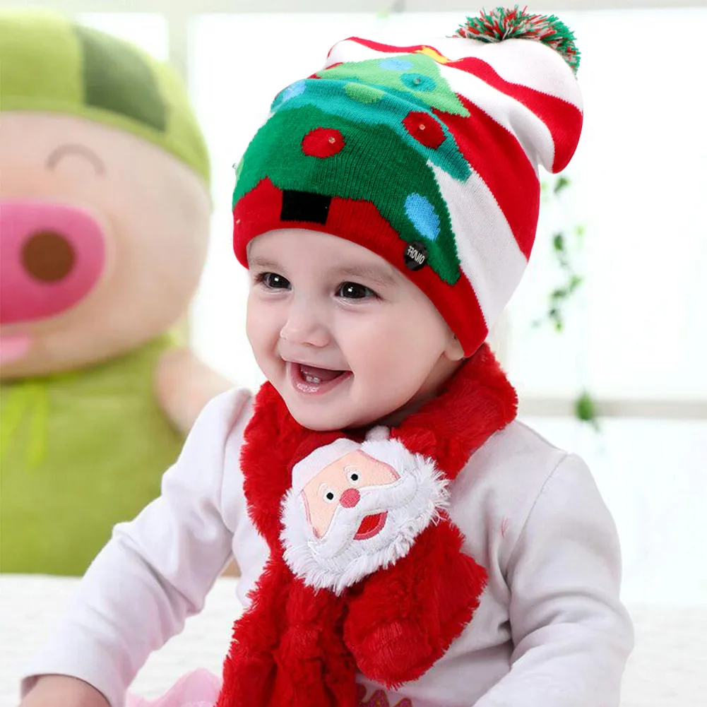 Ourwarm Christmas Hat With Led Lights Christmas Ornaments 2023 Santa Hats Christmas Cap For Kids Baby Adults Gift New Year Decor