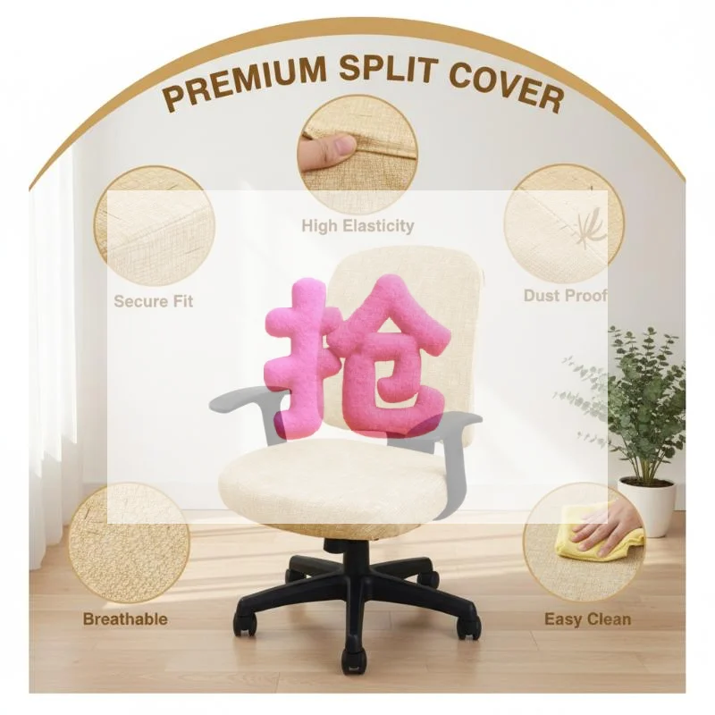 Stretch Office Chair Cover Linen Textured Computer Chair Slipcover Removable Washable For Home Office Desk Chair