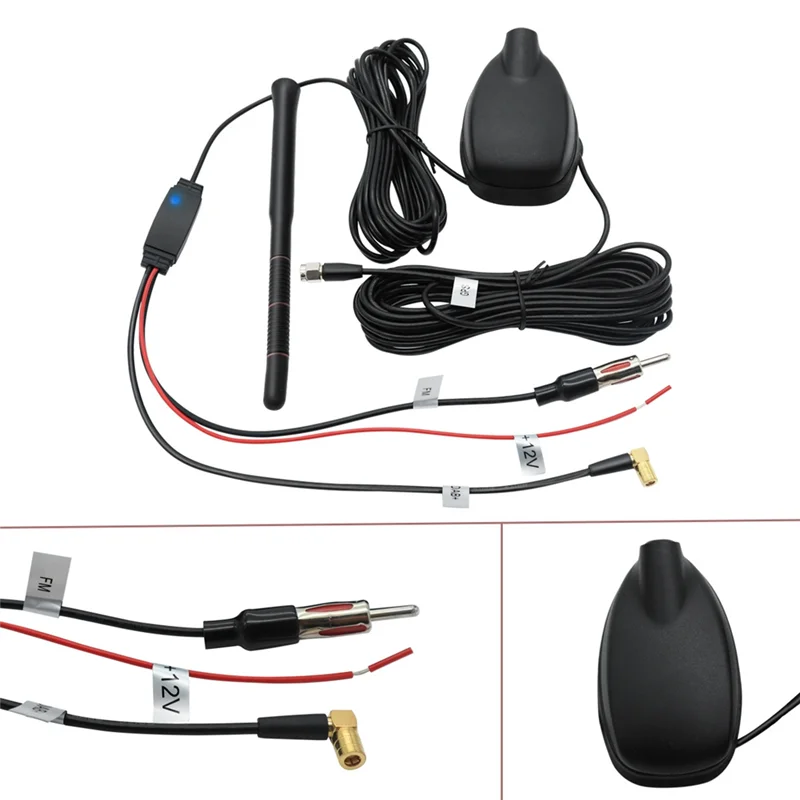 Universal Car Antenna GPS+DAB+FM 3-In-1 Multi-Function Combination Active Radio Amplifier Antenna With Gain