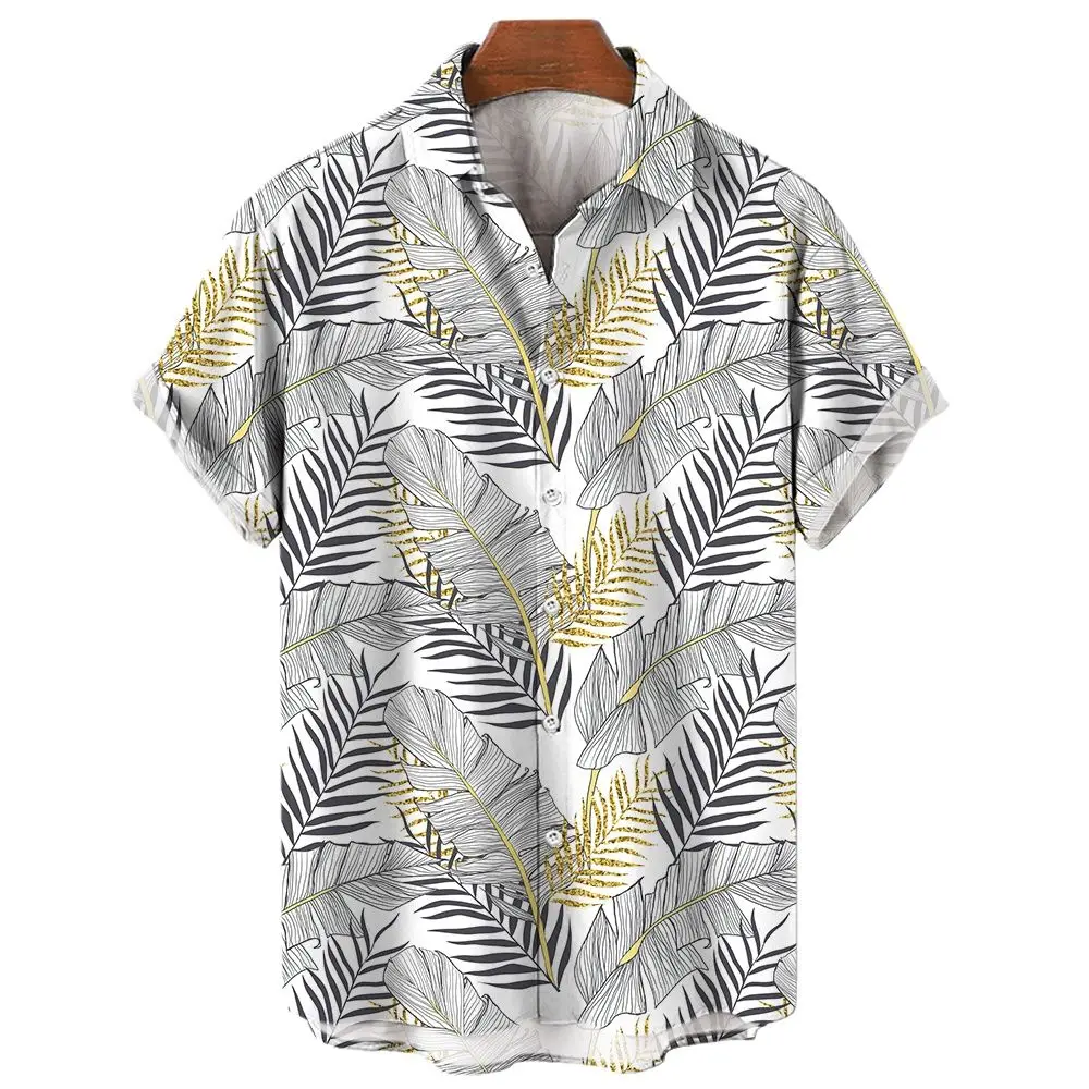 Men\'s Hawaiian Shirts Aloha Short Sleeve Top Casual Beach Social Blouse Holiday Print T-Shirts Oversized Tees Shirt Men Clothing