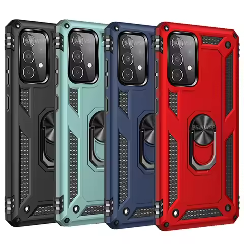 Shockproof Bumpers Armor Case for Samsung Galaxy S24 S23 S22 Ultra S21 S20 FE 5G S8 S9 S10 Plus Note 20 10 Metal Ring Cover