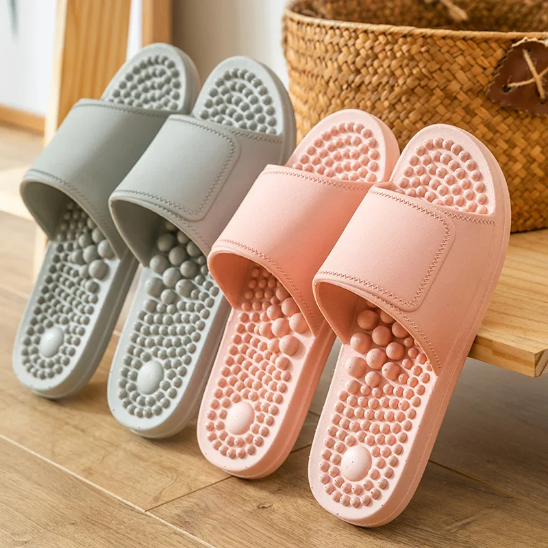 Summer acupuncture point foot massage shoes, women\'s indoor slippers, household soft-soled bathroom non-slip foot massager