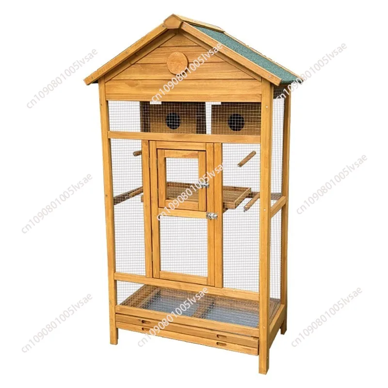 Papageienkäfig im Freien, Vogelrucker, Myna Kakadu, Tigerleder, spezieller Haushalt, Vogel, große Vogelvilla