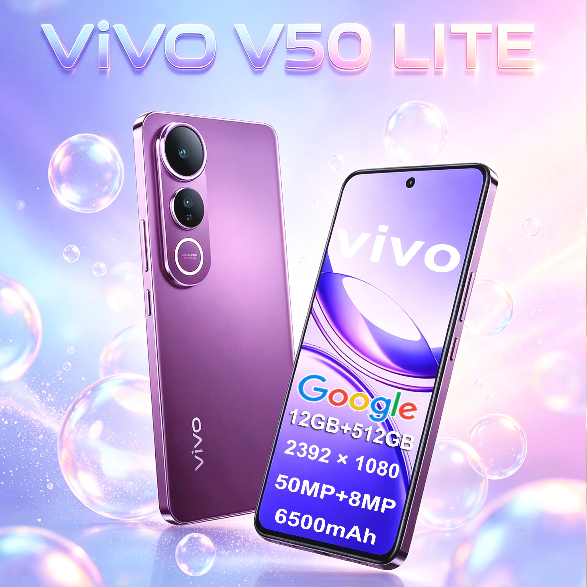 VIVO V50 Lite original multi-function mobile phone 12GB+512GB/6500mAh long battery life, stylish ultra-thin body, 5G smart phone