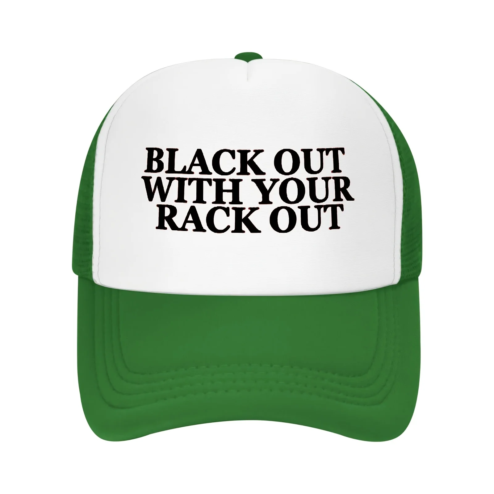[Регулируемая бейсболка] Регулируемая дышащая бейсболка |   Классическая шляпа дальнобойщика с дизайном "Black Out with Your Rack Out" |