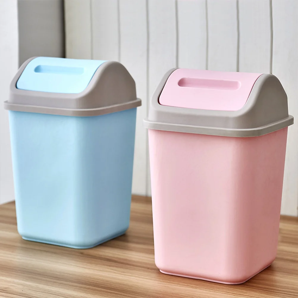

Mini Plastic Garbage Box Trash Can Dustbin with Lid Pink Small Desktop Organizer for Car Home Office Tissue Coin Ashtray Storage