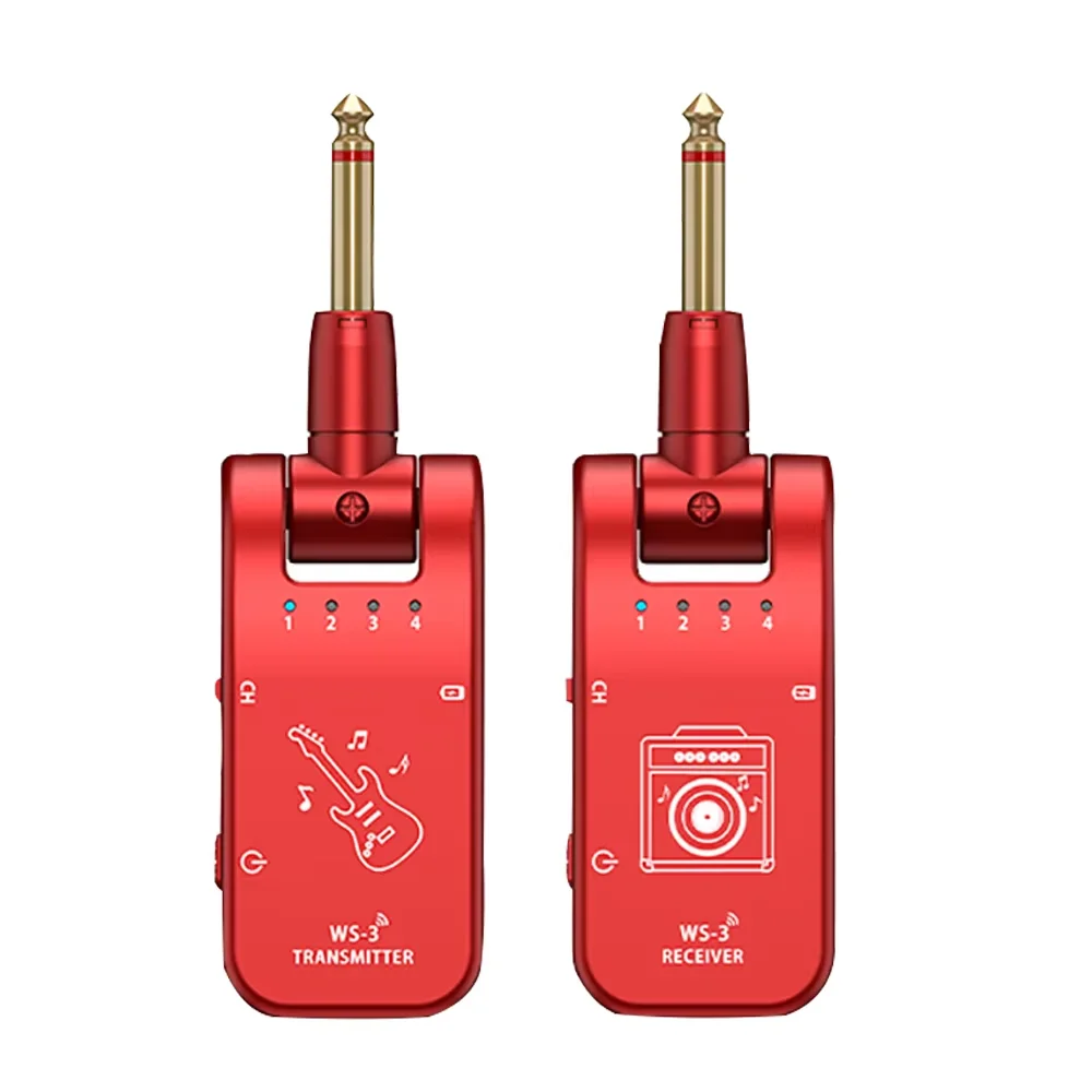 

WS-3UHF Wireless Guitar System Transmitter Receiver 800MHz-900MHz Rotation 282-degree Guitars Accessories