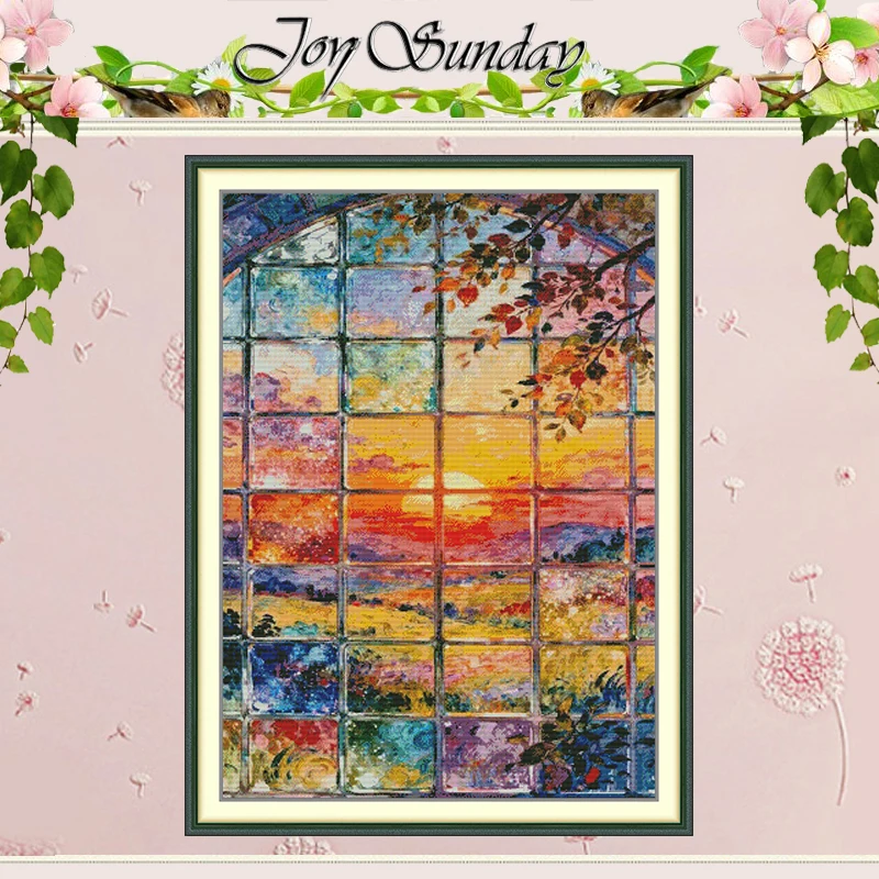 

Набор для вышивания крестиком с узорами на тему заката, DIY, 11CT 14CT 16CT, HD, с нанесенным рисунком, DMC, набор для вышивания, рукоделие