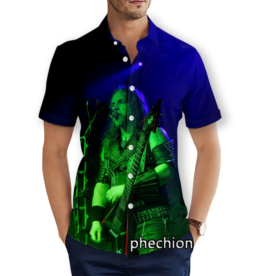 phechion Mens Short Sleeve Beach Shirts VADER Rock Band 3D Print Casual Shirts Fashion Streetwear Men Tops X268