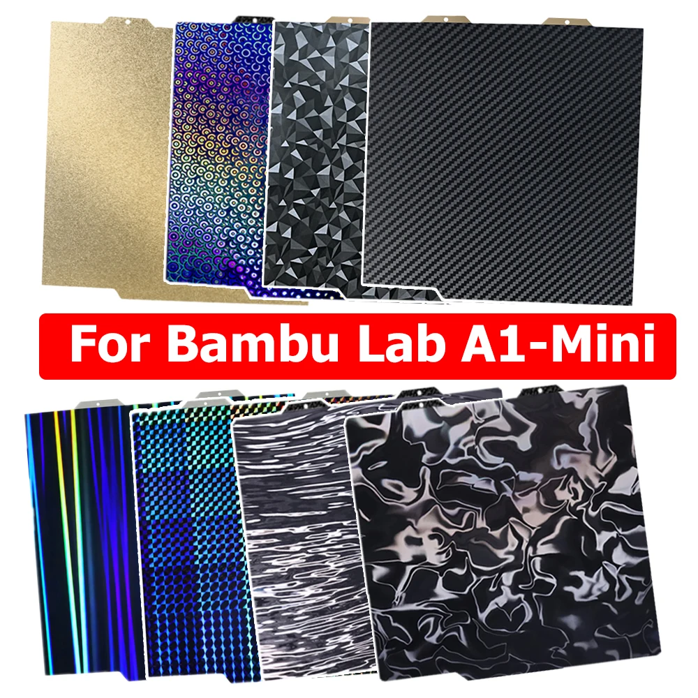 

184x184 мм лист PEO PET PEY PEI для Bambu Lab A1-Mini, сборная пластина, 3D-принтер, печатающая кровать, пружинный стальной лист для Bambulab A1 Mini
