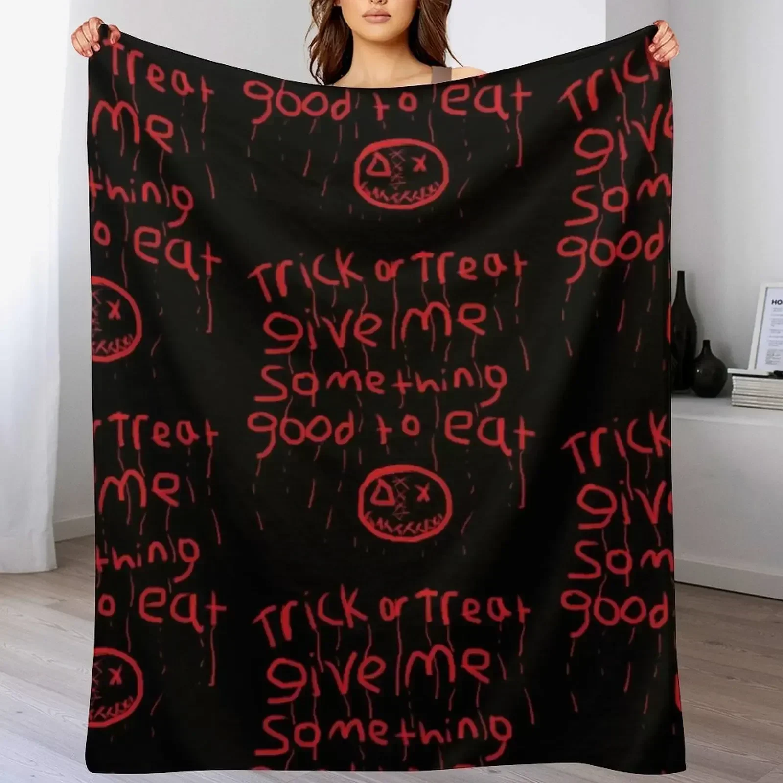 trick r treat sam bloody writing Throw Blanket Soft Plush Plaid Flannels Flannel Fabric Retros Camping Blankets - view 4
