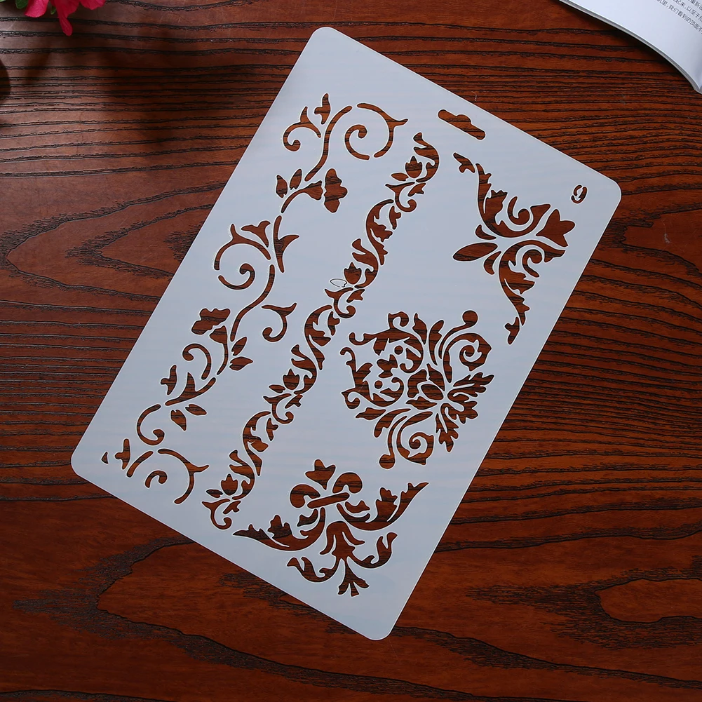 

Plastic Painting Template Environmental DIY Painting Stencils Drawing Tool Art Craft Reused Flower Pattern for Wall Painting