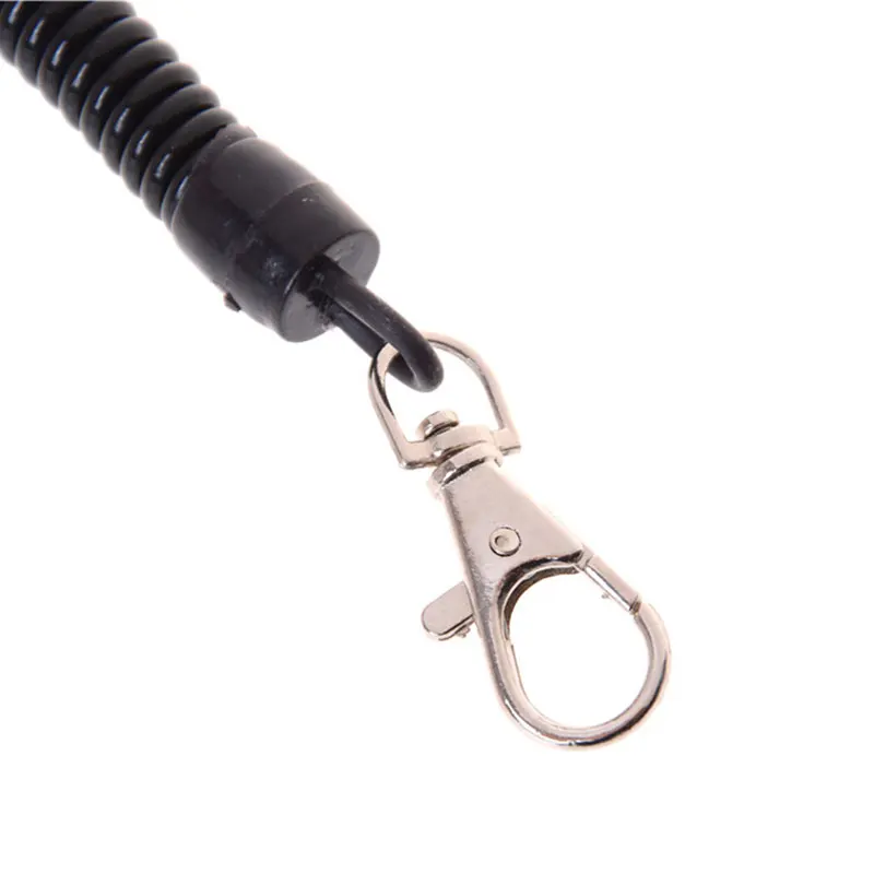 Elastic Spring Rope Key Chains, mosquetão de metal cor prata para acampamento ao ar livre, anéis telefônicos anti-perdidos