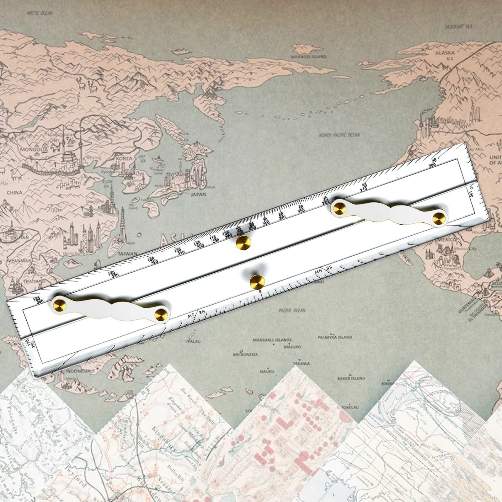 Navigatie Parallelle Liniaal Universele Mapping Punten Om Lichtgewicht Maritieme Parallelle Liniaal Rolliniaal Te Trekken Voor Tekenbootstudent