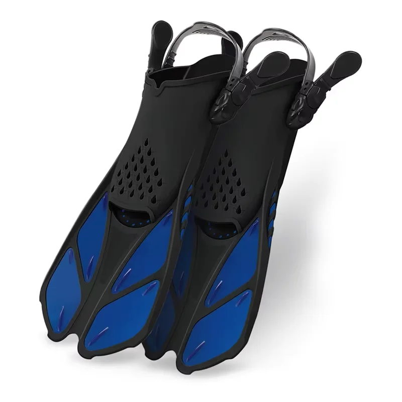 COPOZZ Adjustable Men Short Snorkel Foot Swimming Flippers Fins Beginner Water Sports Equipment Portable Diving Flippers Male