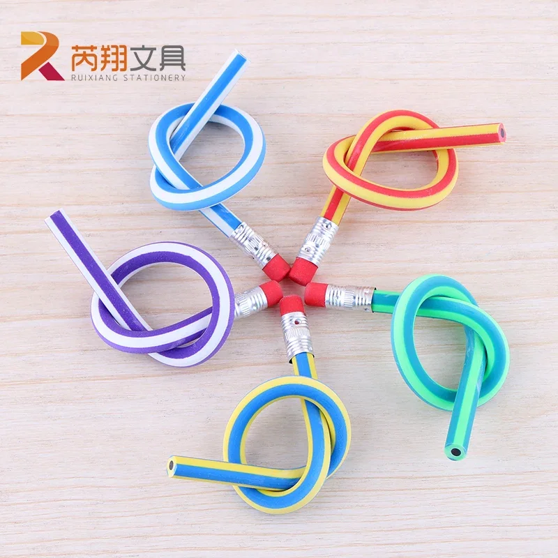 5PCS Korea Cute Stationery Colorful Magic Bendy Flexible Soft Pencil with Eraser Student School Office Use