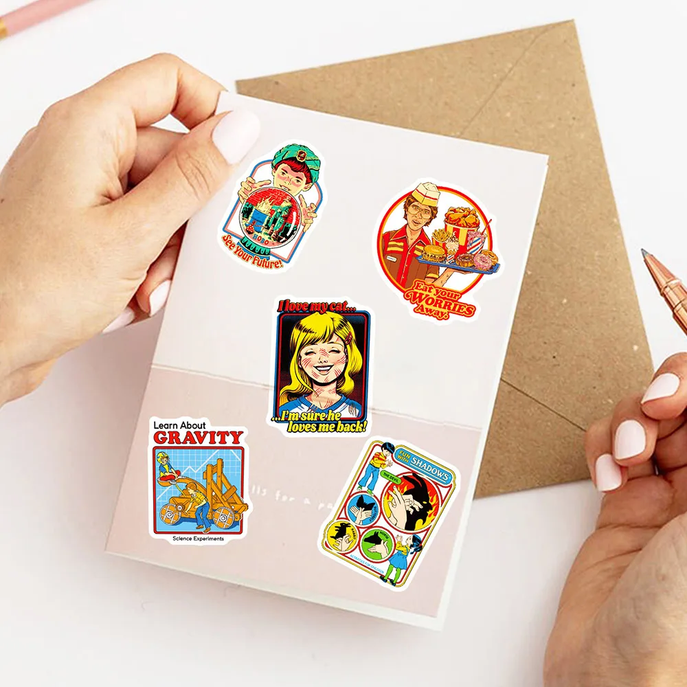 Lot de 10/30/50 Pièces d'Autocollants Mixtes d'Horreur Rétro, Fantôme, Affiche, Bricolage, Téléphone, Bouteille d'Eau, Valise, Dessin Animé Drôle, Graffiti