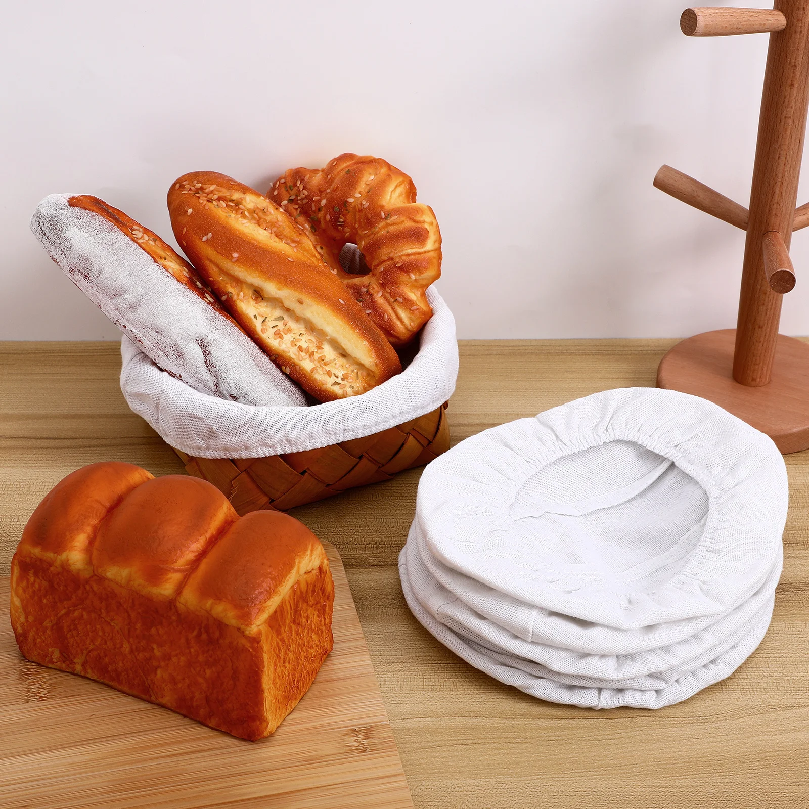 

6Pcs Bread Basket Liners Cotton Linen Baking Cloth Covers Bread Dough Rising Proofing Cloths Reusable Kitchen Supplies