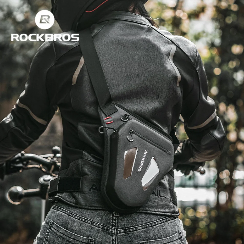 ROCKBROS Bolsa de perna para motocicleta à prova d'água, bolsa de peito multifuncional ajustável para homens e mulheres, equipamento de equitação de motocicleta