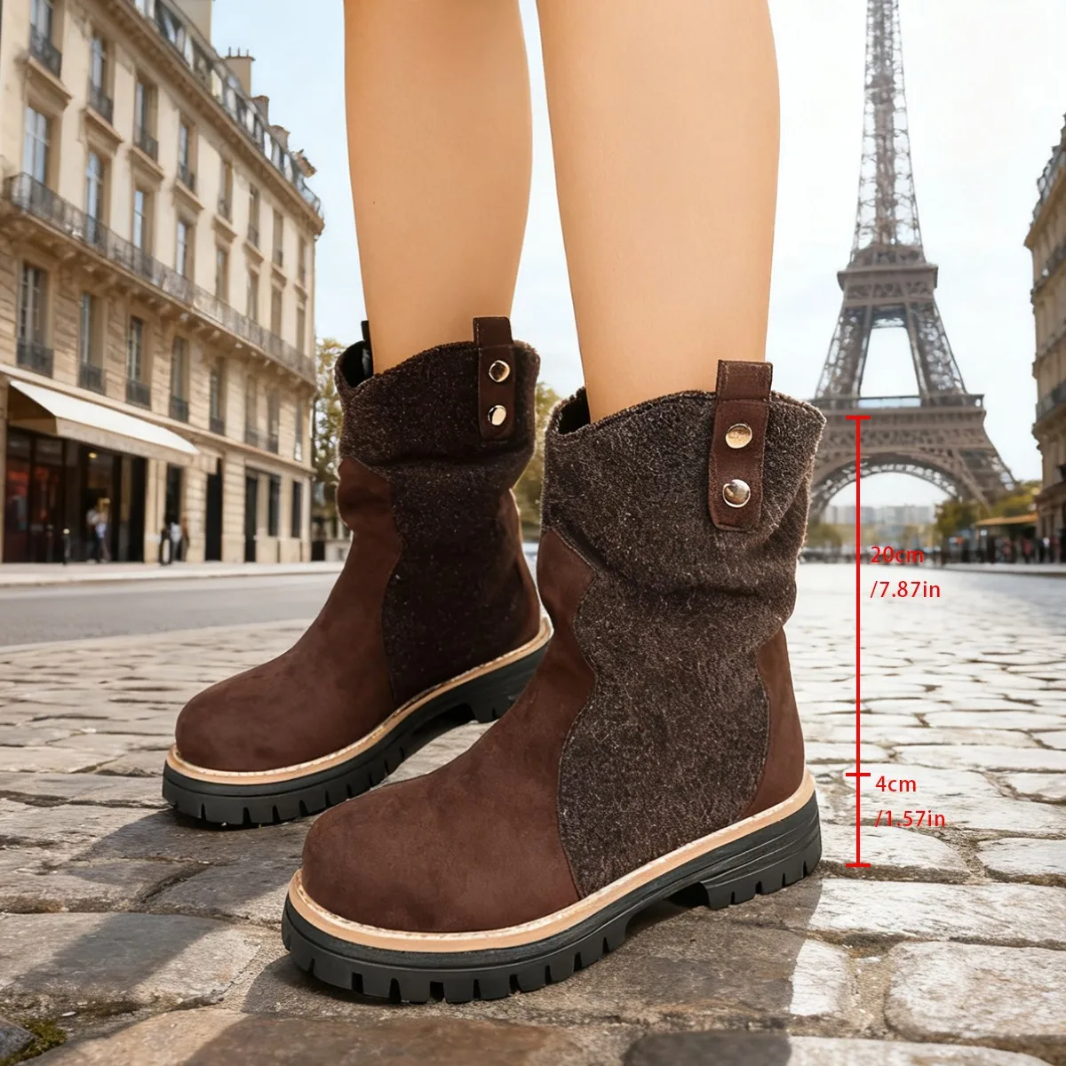 

Зимние замшевые теплые нескользящие повседневные ботинки для верховой езды с круглым носком, модные новые стильные удобные элегантные женские ботинки средней длины