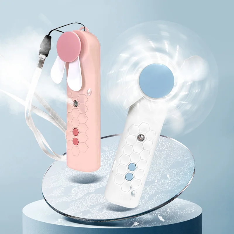 2 in 1 Portable Fan Humidifier USB Charging Handheld Fan Water Spray Fan Face Steamer Air Conditioning Cooling Fan