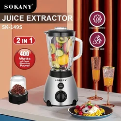 EU Plug 6 Pcs Juicer Ice Crusher 400W with A 3 Speed Button,powerful Professional Kitchen Fruit Food and Milkshake Mixer