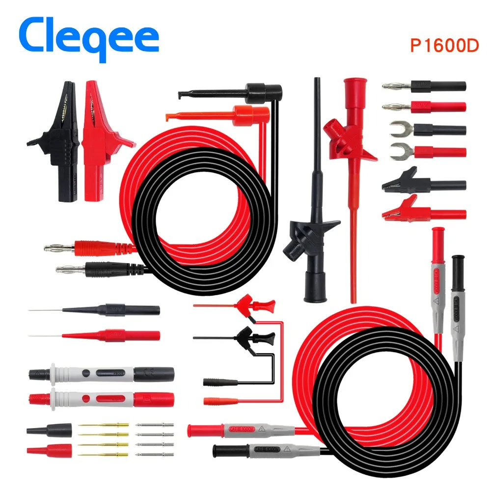 Cleqee P1600C/D/E/F Pluggable Multimeter Probe Probes Test Lead Kit Kits Automotive Probe Set IC Test Hook Compatible With Fluke
