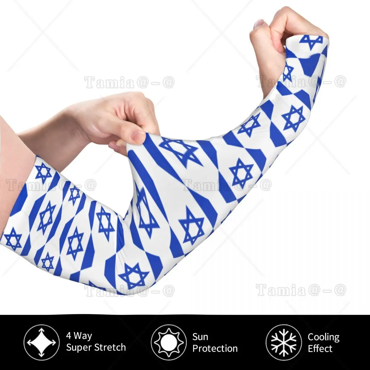 Cooling Arm Sleeves Cover Israel Flag Seamless Background Sports Running UV Sun Protection Fishing Cycling Sleeves
