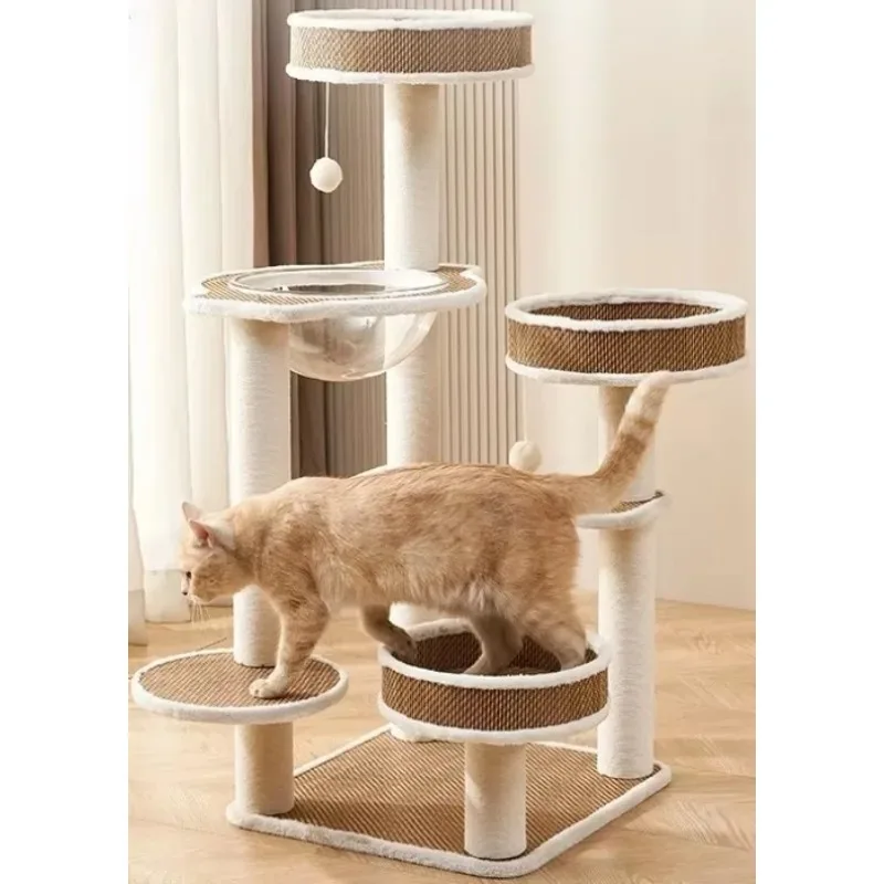 

Durable Luxury Cat Tree Tower Multi-Level Diverse Cat Climbing Rack Nest Body Grab Column Wear-Resistant Pet Toys Carton
