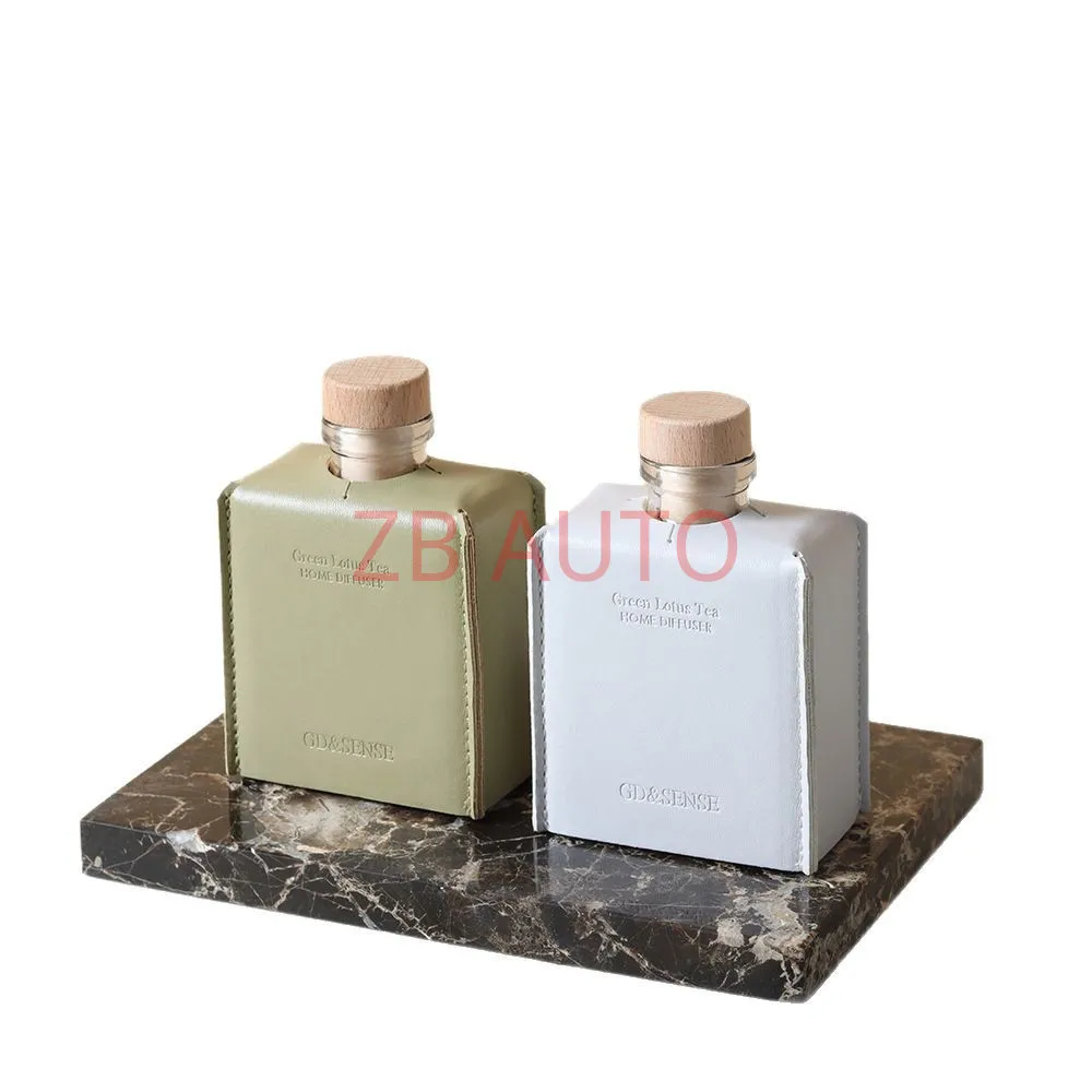 

Simple modern solid color leather aromatherapy bottle flat bottle ornament sample interior soft decoration