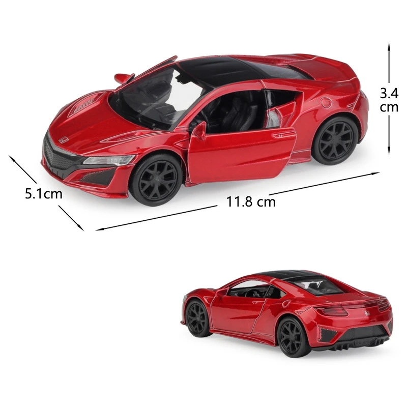 1/36 Honda Acura NSX Toy Car Model For Children RMZ CiTY 3\'\' Super Sport Vehicle Miniature Pull Back Collection Gift for Kid Boy