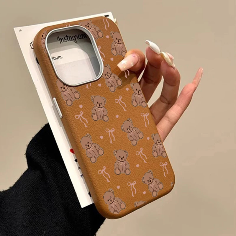 Cute Sweet Heart-Shaped Bow Bear Design Case For Samsung Galaxy A16 A26 A36 A56 A55 A54 A53 S25 Ultra S24 FE S23 S22 Plus Cover