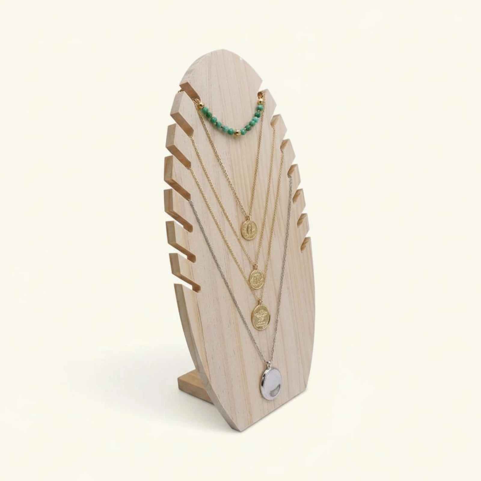2 Pieces Necklace Display Stand Wooden Jewelry Display Rack Wood Necklace Holder Sturdy Chain Jewelry Organizer Easy to Install