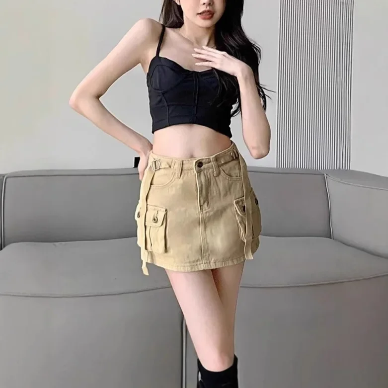 NICE Stylish Trendy Denim Mini Skirt With Pocket Inner Lining Bodycon Workwear Design For Fashionable Girls Belted A- Line Skirt